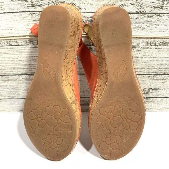 Born Concept Leather Coral Flower Wedged Sandals Size 10 Women’s - Picture 12 of 12